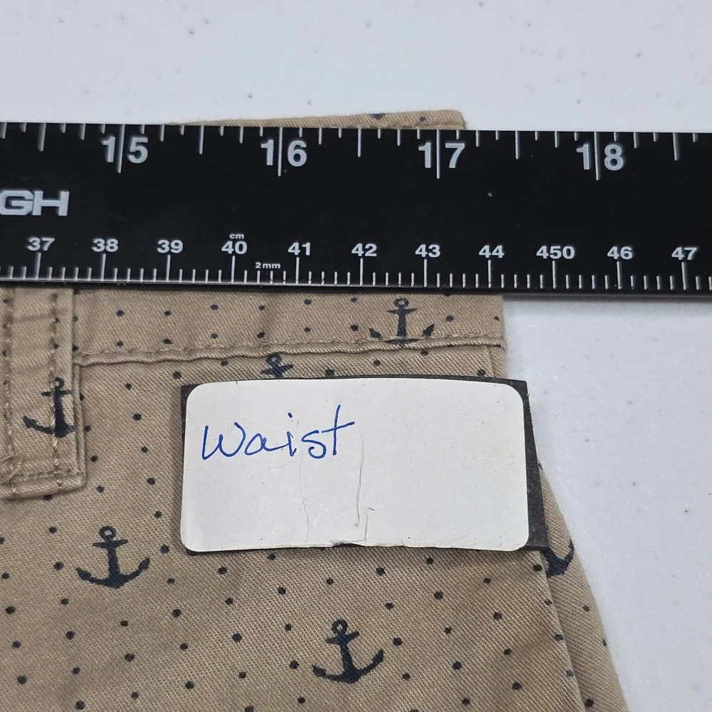 Beverly Hills Polo Club Mens‎ 34 Shorts Khaki Anchor Print Flat Front Cotton